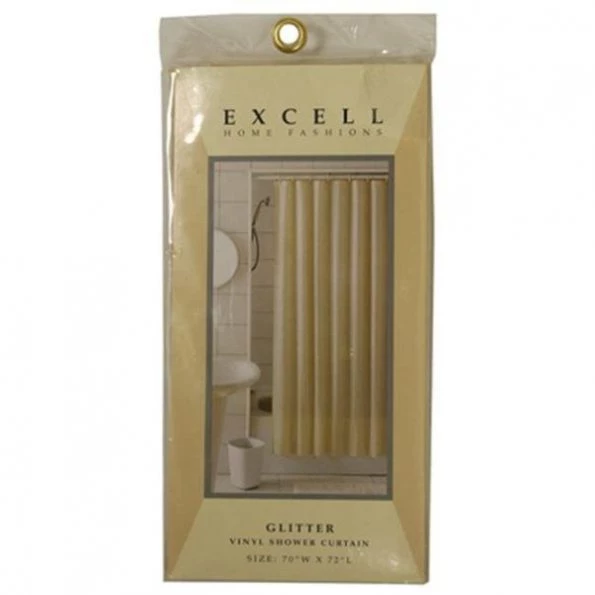 1ME-040O0-0470-280 70 x 72 in. Ecru Glitter Shower Curtain; Light Tan