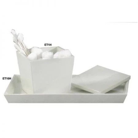 Tatara Group ET1H Elegant Collection Cotton Swab-Cotton Container - White Resin -pack of 3