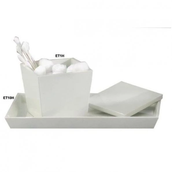 Tatara Group ET1H Elegant Collection Cotton Swab-Cotton Container – White Resin -pack of 3
