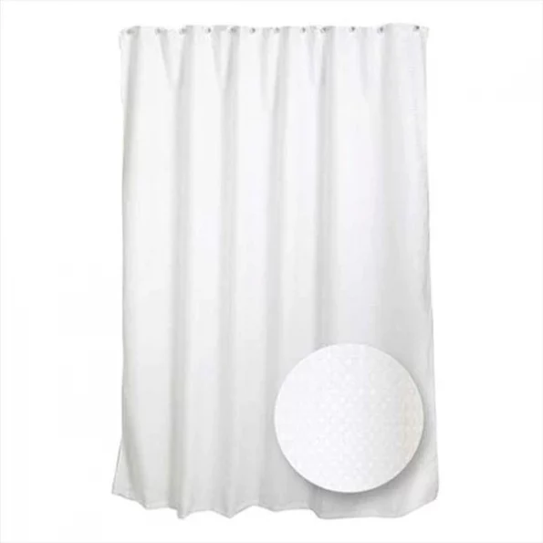 Zenith Products H21WW04 70 in. x 72 in. Spa Waffle Fabric Shower Curtain Liner in White