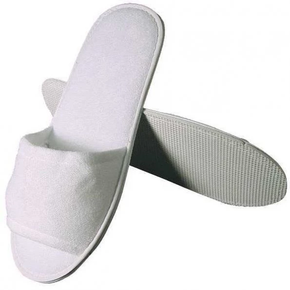Slippers, Open Toe, Terry, White, PK25