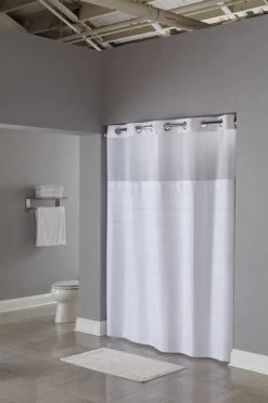 Hookless Shower Curtain, RePET, White, 71 in W, 77 in L