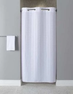 Shower Curtain, Polyester, White, 42 in W, 74 in L