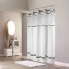 Hookless Shower Curtain, Polyester, White, Black, 71" W, 74" L